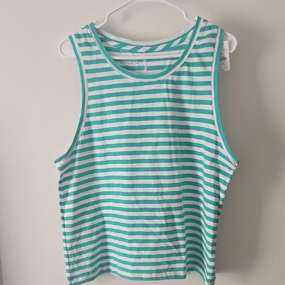 NWT J. Crew Green and White Striped Tank - Picture 1 of 5